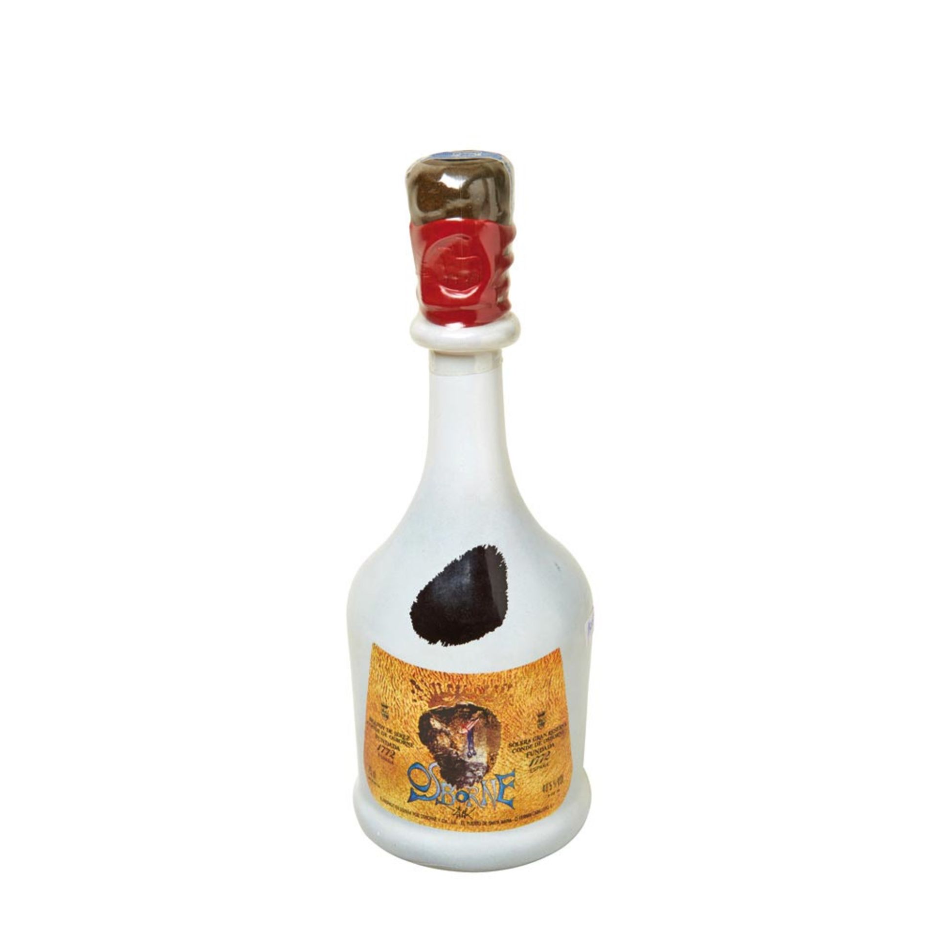Spanish brandy bottle signed by Salvador Dalí