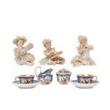 Chinese biscuit figures and Russian porcelain coffee set miniature early 20th century