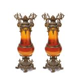 Glazed ceramic pair vases early 20th century