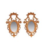 Carved and gilt wood pair mirrors