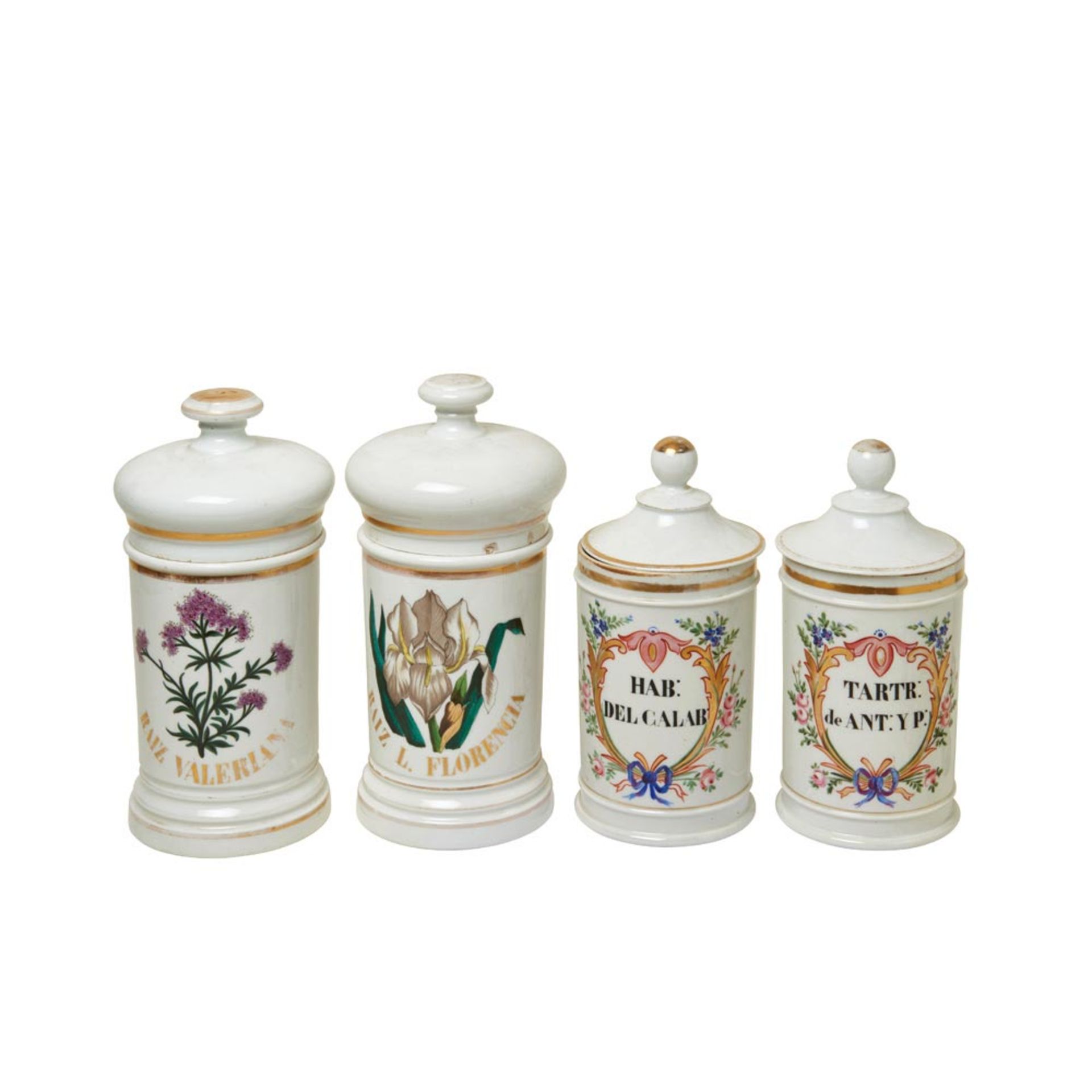 Glazed porcelain pharmacy jars lot late 19th century