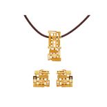 Gold and diamonds pendant and earrings set