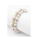 Cultured pearls, white gold and diamonds bracelet