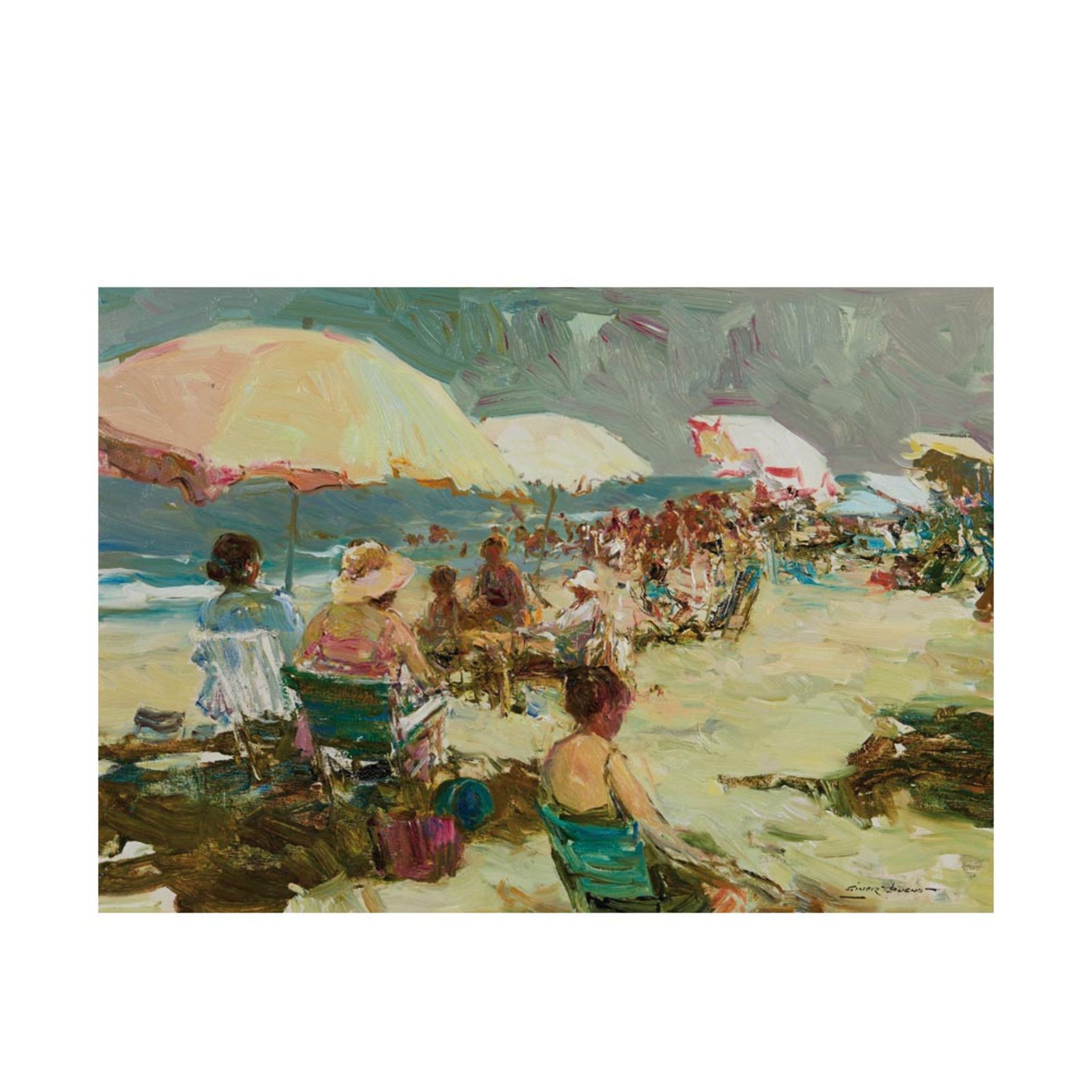 Umbrellas. Oil on canvas