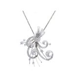 White gold and diamonds pendant brooch