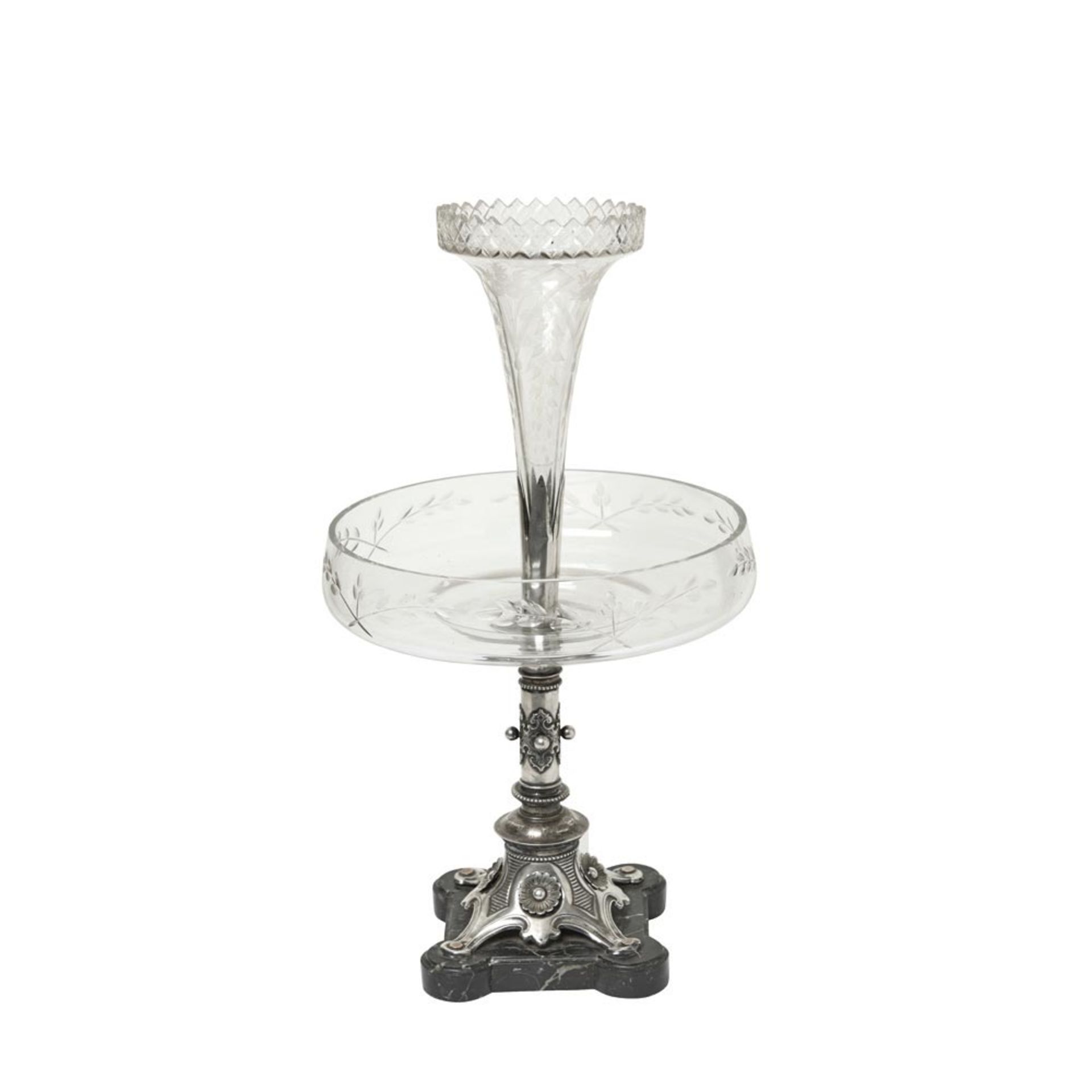 Glass and silver centrepiece, 19th century