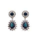 White gold, sapphires and diamonds earrings