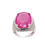 White gold, rubelite and diamonds ring