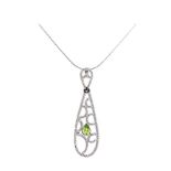 White gold, peridot and diamonds pendant