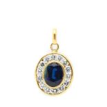 Gold, diamond and sapphire pendant