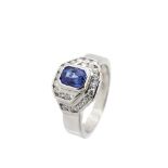 White gold, Ceilan sapphire and diamonds ring