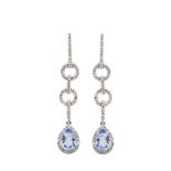 White gold, diamonds and beril earrings