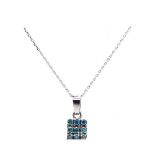 White gold and blue diamonds pendant