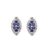 White gold, blue sapphires and diamonds earrings