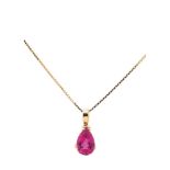 Pink gold and rubelite tourmaline pendant