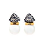 Gold, white gold, diamonds and Australian pearl earrings