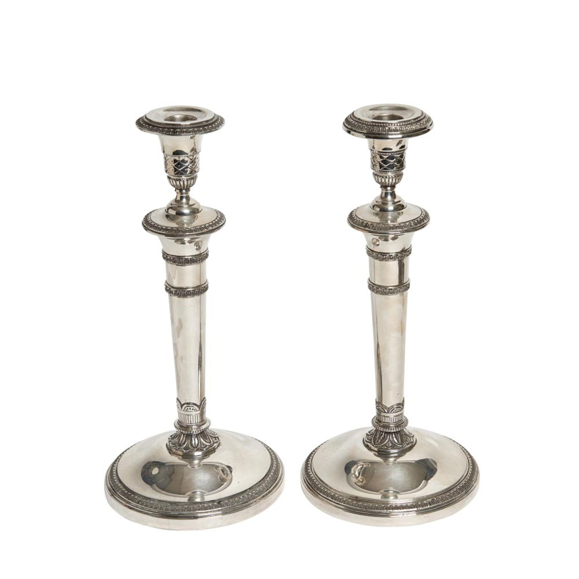 Silver pair of candlesticks