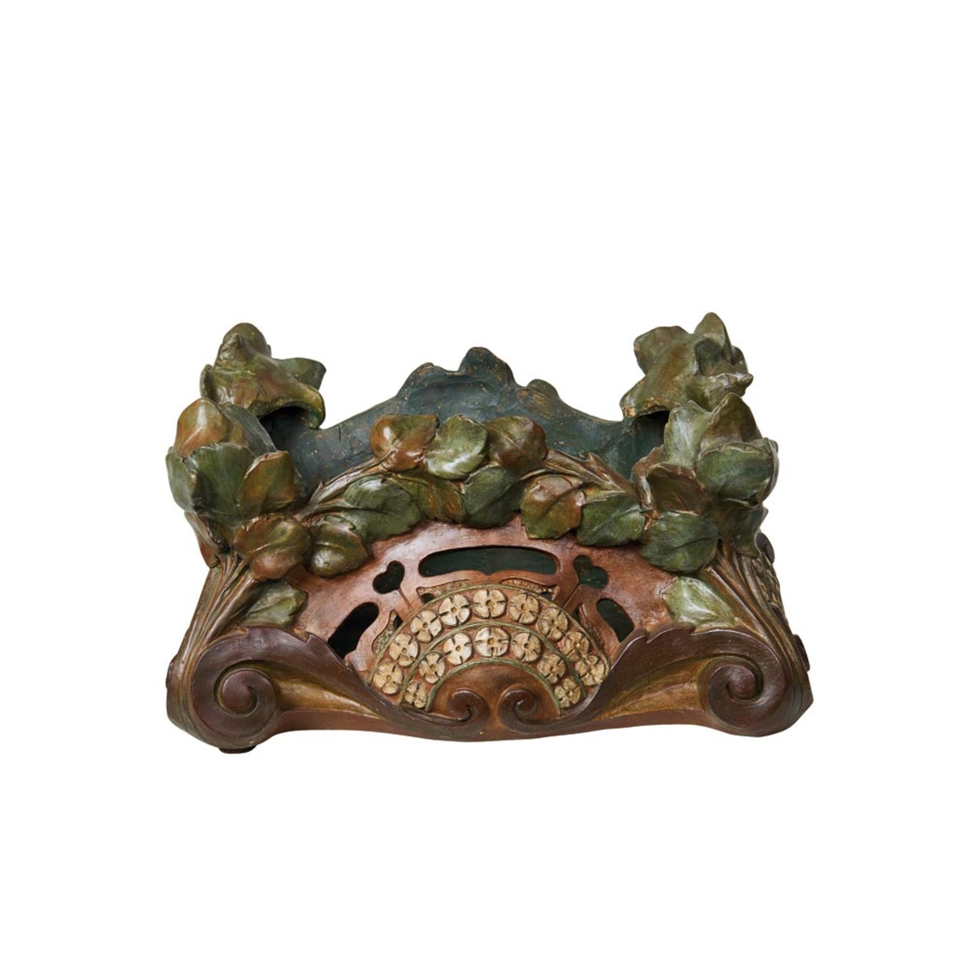 French Art Nouveau polychrome terracotta jardiniere, early 20th century