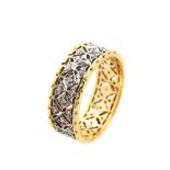 Gold, white gold and diamonds ring