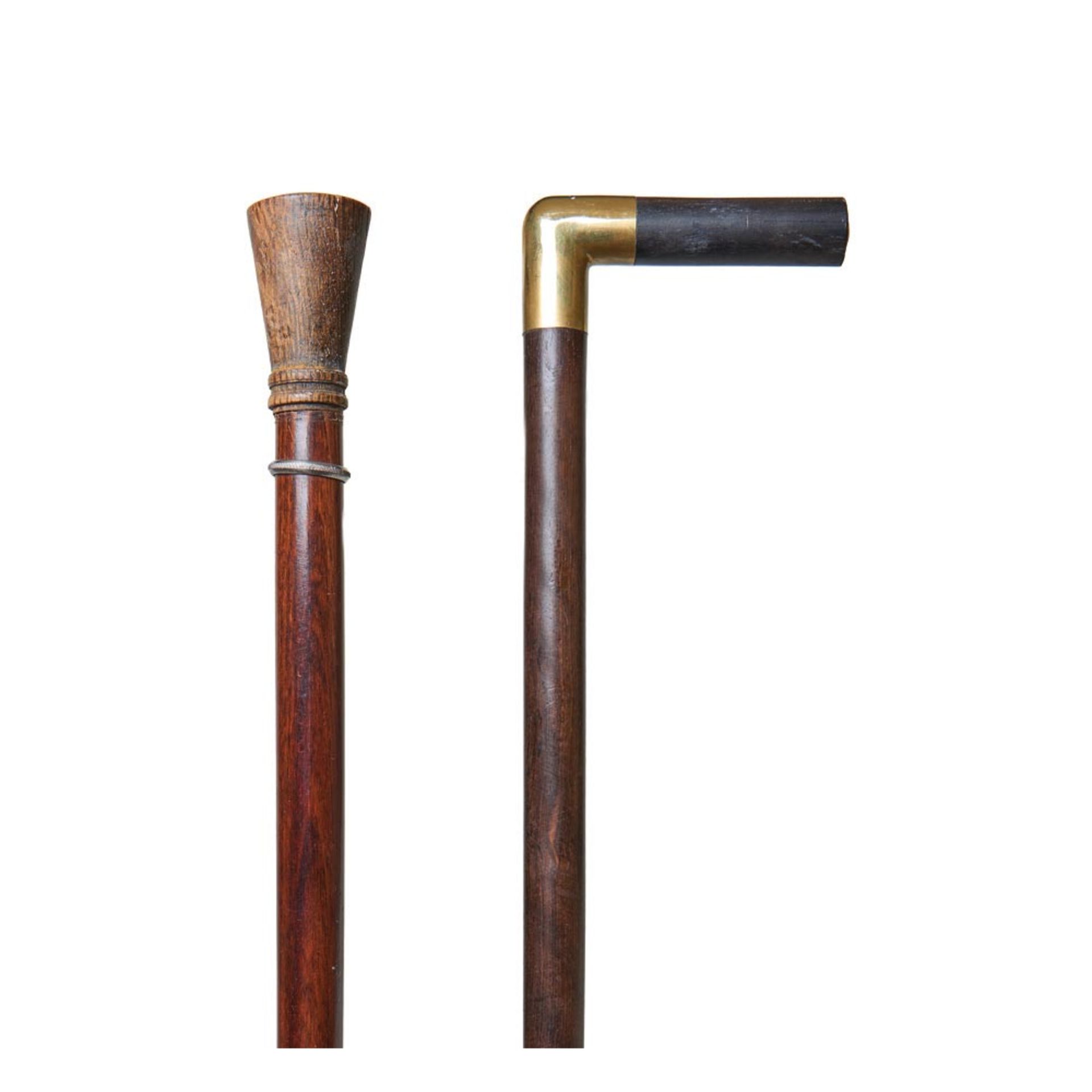 Brass, metal and wood walking stick