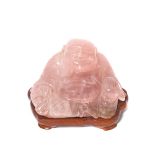 Chinese carved pink quartz Buddha figure