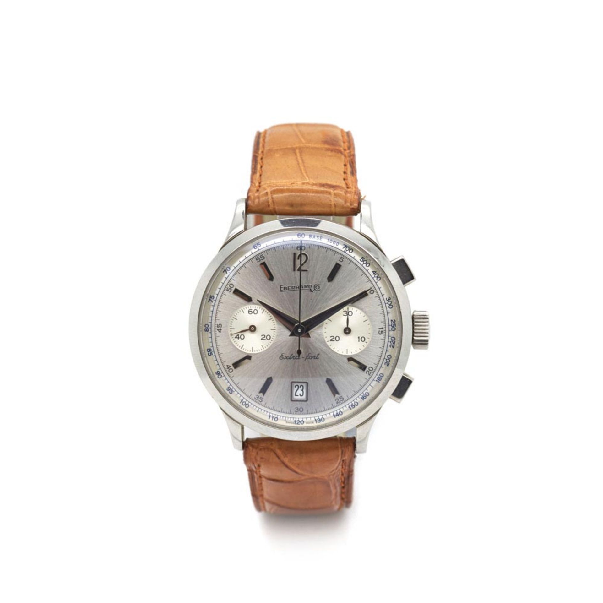 Eberhard & Co. Steel and leather wristwatch
