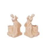 Belgian Emaux de Loviers ceramic pair of bookends