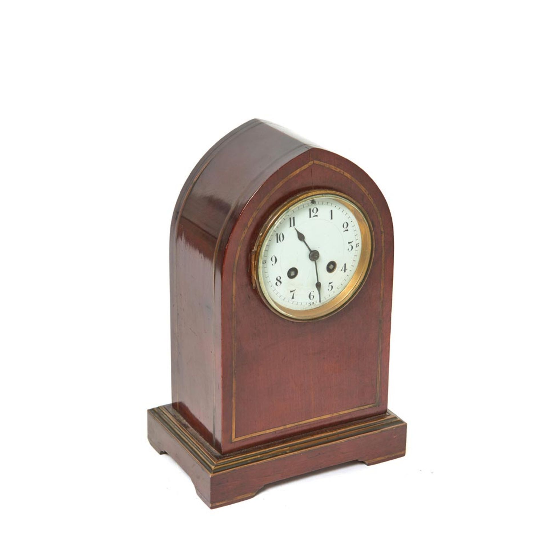 English mahogany wood table clock, early 20th century