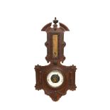 French carved wood barometer, early 20th century