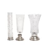 Cut glass and silver vases lot