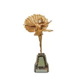 European chryselephantine Art Deco style gilt bronze and ivory sculpture