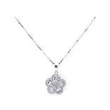 White gold and diamonds flower pendant