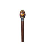 Metal, cloisonne enamel, silver and wood walking stick