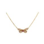 Gold, diamonds and ruby butterfly choker