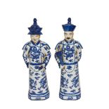 Chinese blue and white ceramic pair of figures