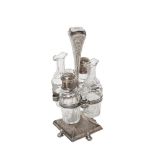 Cut glass and silver cruet stand