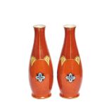 Art Deco glazed porcelain pair of vases, c.1930