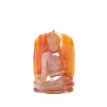 Chinese carved agate Buddha high-relief