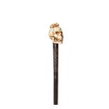 Carved ivory and wood skull design walking stick