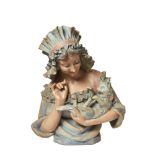 French Art Nouveau polychrome terracotta sculpture, early 20th century