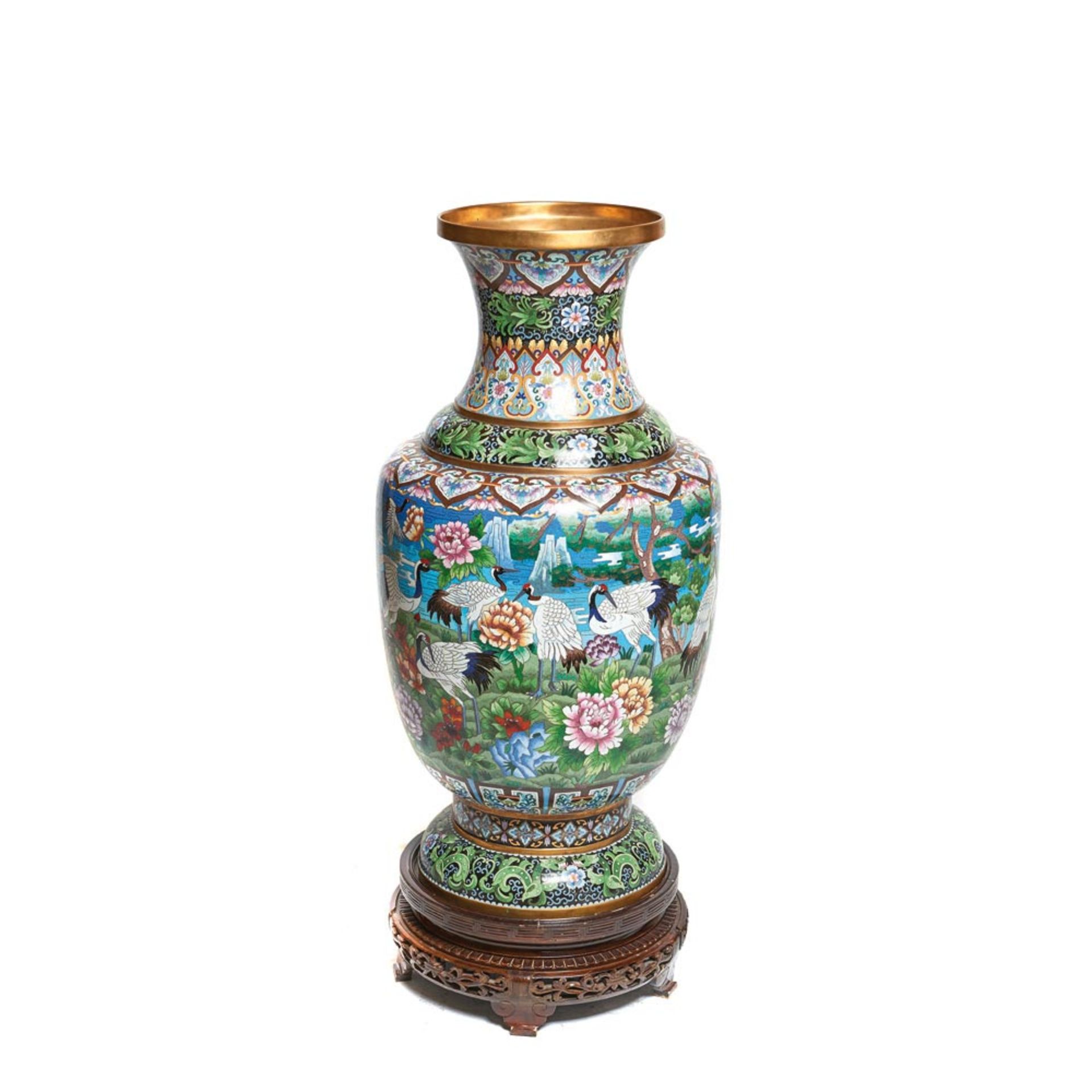 Chinese bronze and cloisonne enamel vase