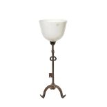 Wrought iron and opaline glass table lamp