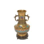 Chinese bronze and cloisonne enamel vase