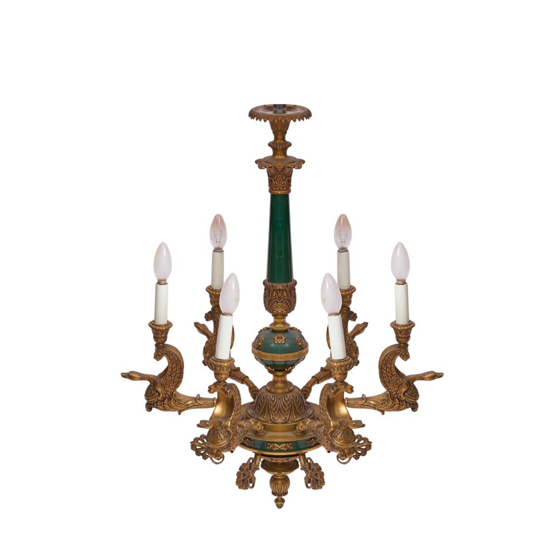 Bronze Empire style ceiling lamp, early 20th century