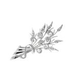 White gold and diamonds flower brooch