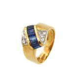 Gold, white gold, sapphires and diamonds ring