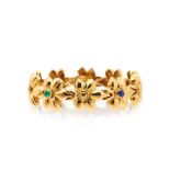 Gold, ruby, emerald and blue sapphire flower bracelet