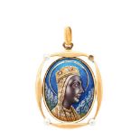 Gold, enamel and cultured pearls devotional medallion