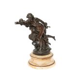 French bronze nymph sculpture, early 20th century