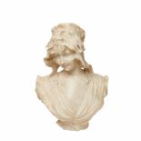 European alabaster girl bust, early 20th century